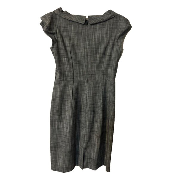 Antonio Melani Dress Black Gray 8 Short Sleeve Sheath Neck Accent Career Church - Picture 4 of 6
